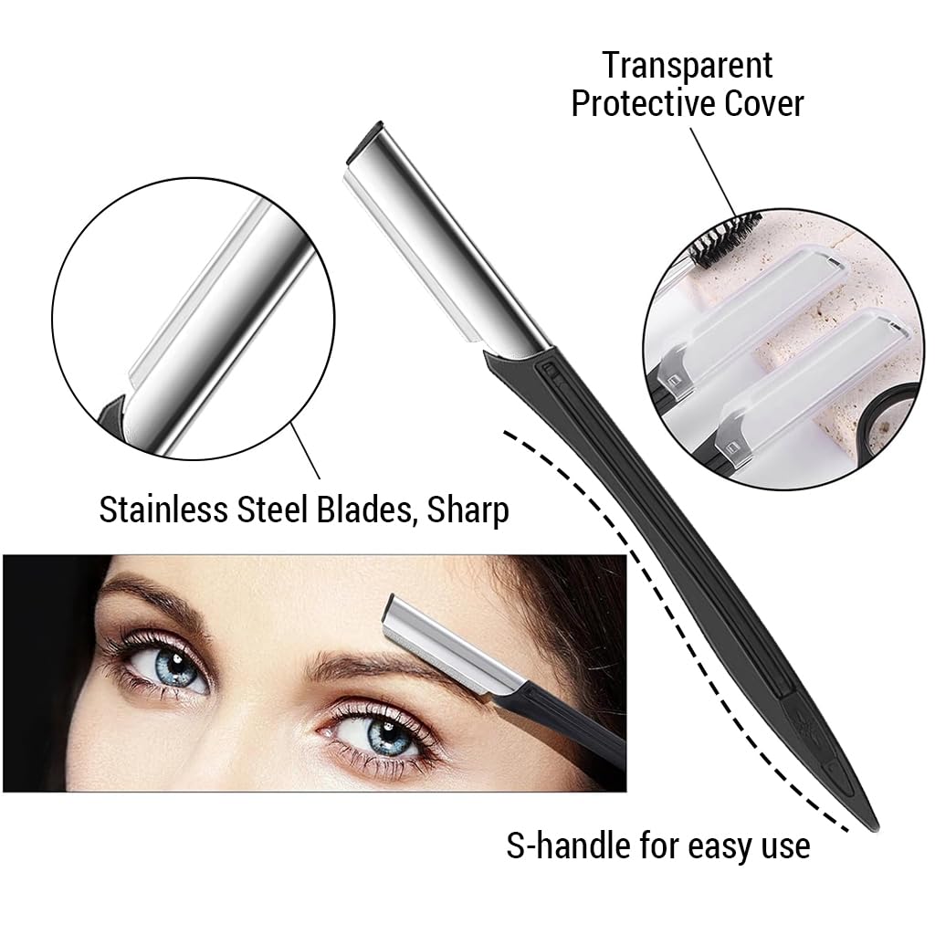 MAYCREATE Eyebrow Trimmer Kit 6 Pcs for Precise Grooming with Stainless Steel Tools | Travel Ready for Women and Men