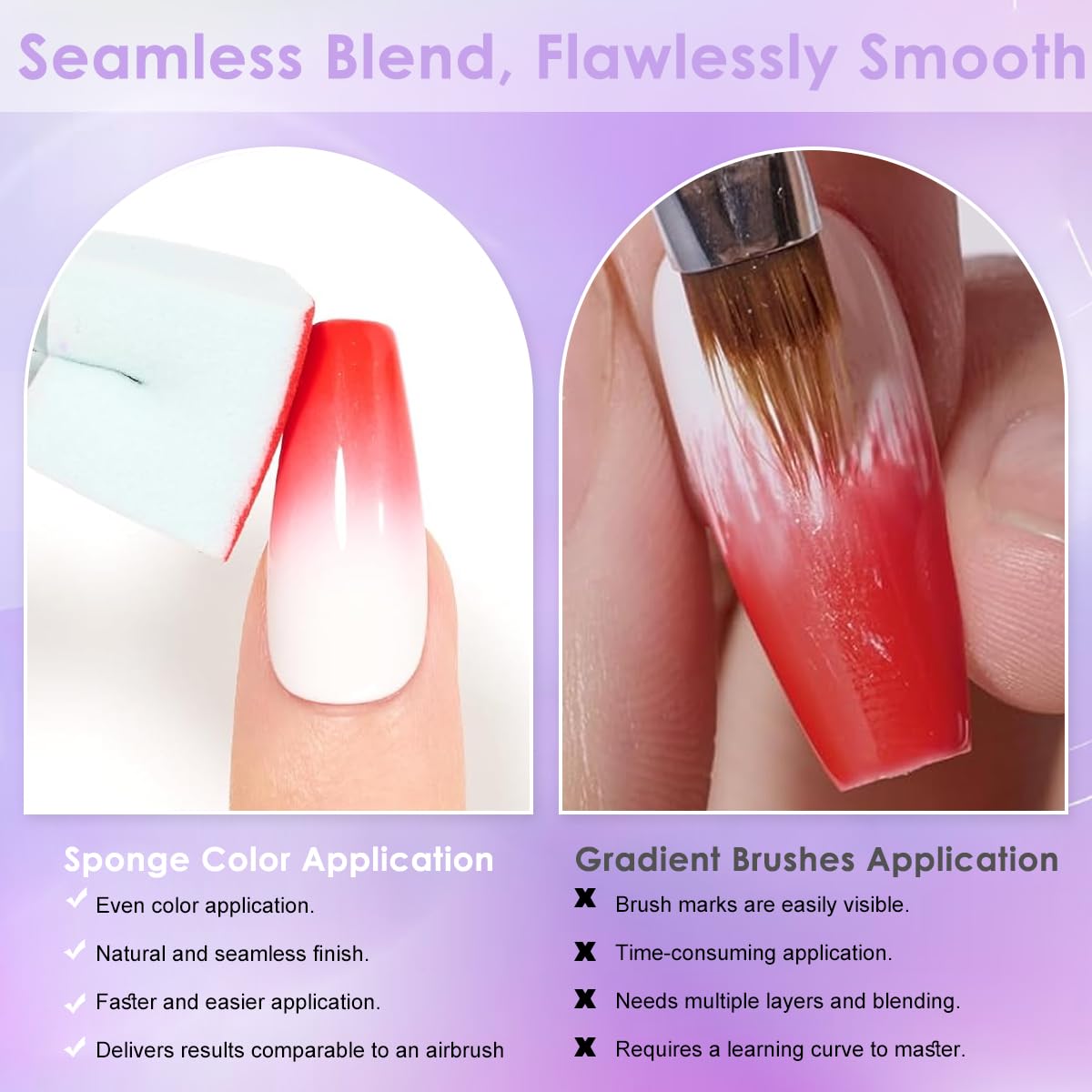 MAYCREATE Nail Sponges for Ombre with Grabbing Pen and Storage Box | 100PCS DIY Gradient Tools