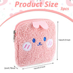 MAYCREATE® 3pcs Sanitary Pad Pouch 5.5in Plush Coin Purse Cute Cartoon Zipper Menstrual Sanitary Pads Napkin Storage Pouch Portable Lipstick Small Makeup Pouches for Women Girls for Tampons Tissues