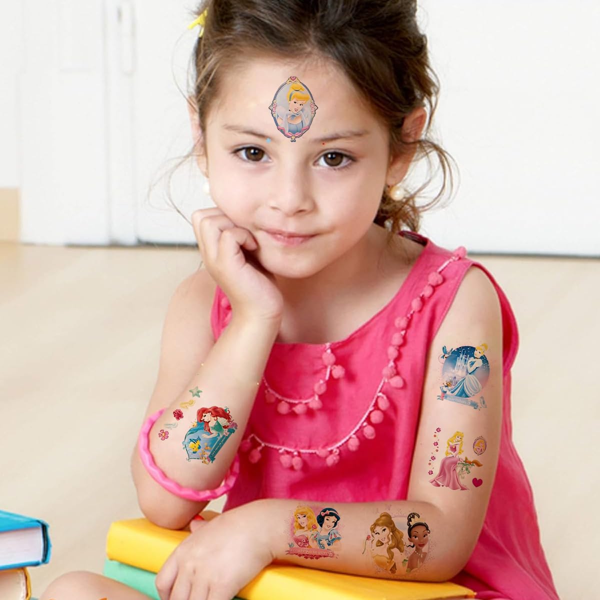 MAYCREATE Princess Temporary Tattoos for Kids with Waterproof Design 20 Sheets | 40 PCS