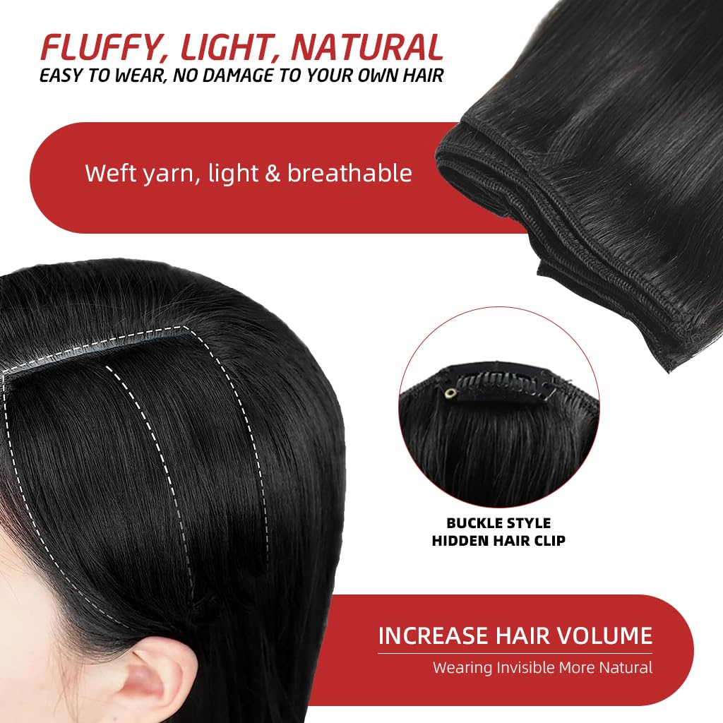 MAYCREATE 7Pcs Hair Extensions for WomenClip Type Black Straight Hair Extension Clips for Women Invisible Natural 22'' Long Seamless Hair Extensions Double Weft