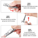 MAYCREATE® Nail Cutter For Men, Nail Clippers Wide Jaw Opening Stainless Steel Foldable Nail Trimmer Anti Splash Toenail Clippers Travel Portable Pedicure Manicure Kit