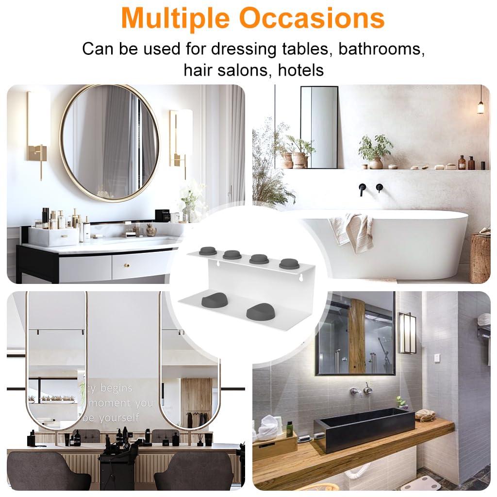 MAYCREATE Curling Iron Holder for Dyson Airwrap with Double Layer Storage and Anti Slip Nubs | Wall Mounted White Organizer