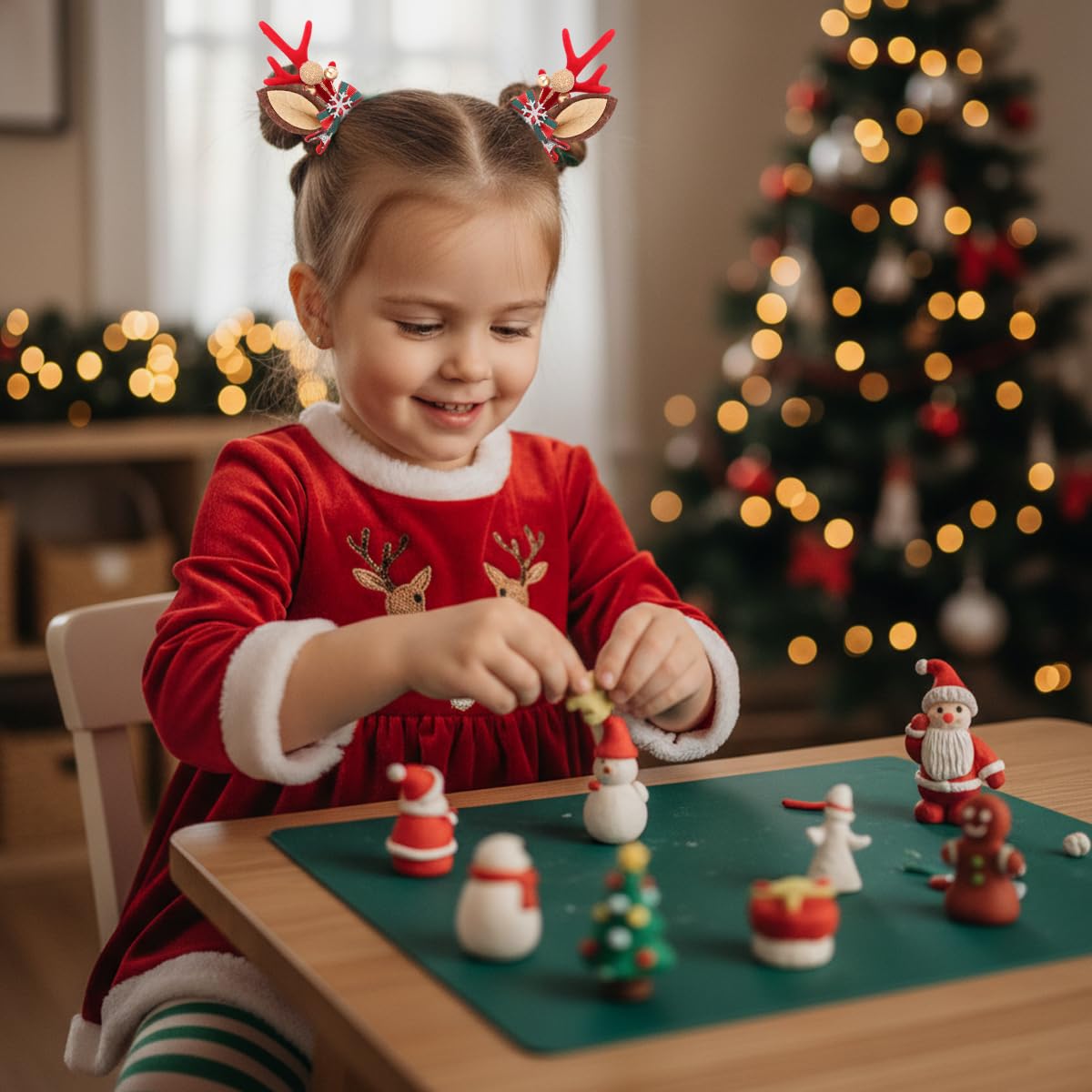 MAYCREATE Christmas Elk Antlers Hair Clips for Festive Hairstyles with Golden Berries | Holiday Accessory for Women and Girls