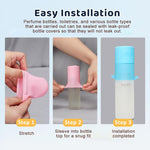 MAYCREATE Travel Bottle Cap Sleeves for Toiletries with Leak-Proof Seal and Elastic Silicone | Set of 4