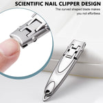 MAYCREATE® Nail Cutter For Men, Nail Clippers Wide Jaw Opening Stainless Steel Foldable Nail Trimmer Anti Splash Toenail Clippers Travel Portable Pedicure Manicure Kit