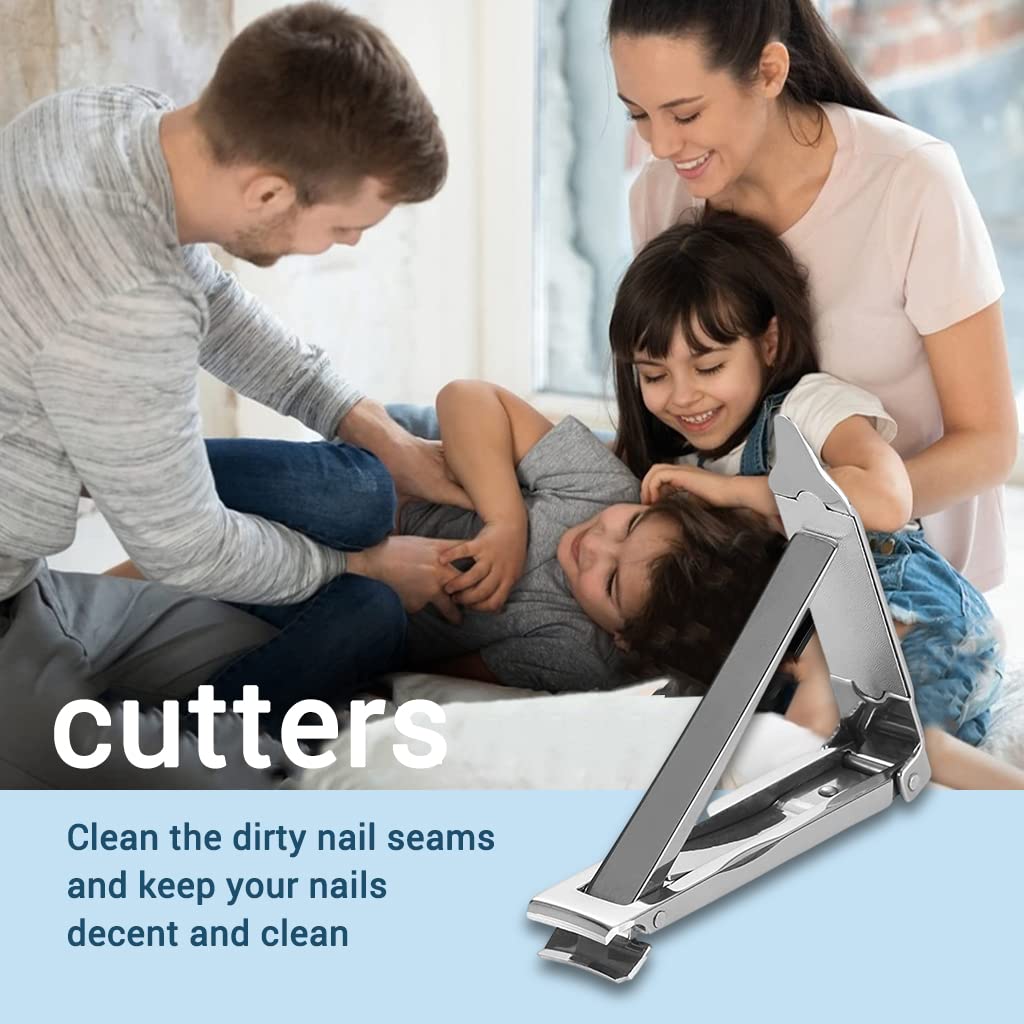 MAYCREATE Nail Clippers for Travel with 1.2×5.2 cm Foldable Design and Leather Cover | Stainless Steel Cutter with Built in Nail File