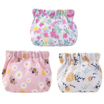 MAYCREATE® 3pcs Makeup Pouch Small Pouch for Girls, Floral Print Makeup Pouches for Women, Cute Oxford Cloth Cosmetic Bag Coin Lipstick Pouch Set