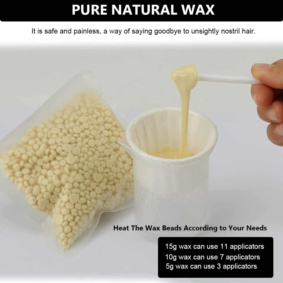 MAYCREATE Nose Wax Kit for Men and Women with 50g Wax 10 Applicators and Cups | Facial Hair Removal