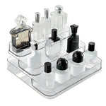 MAYCREATE® Perfume Display, 3 Tier Clear Acrylic Riser Shelf for Perfume with Fences, Cupcake, Gemstones, Curio, Anime Figurines, Skin Care Products for Organization and Decor, Brown
