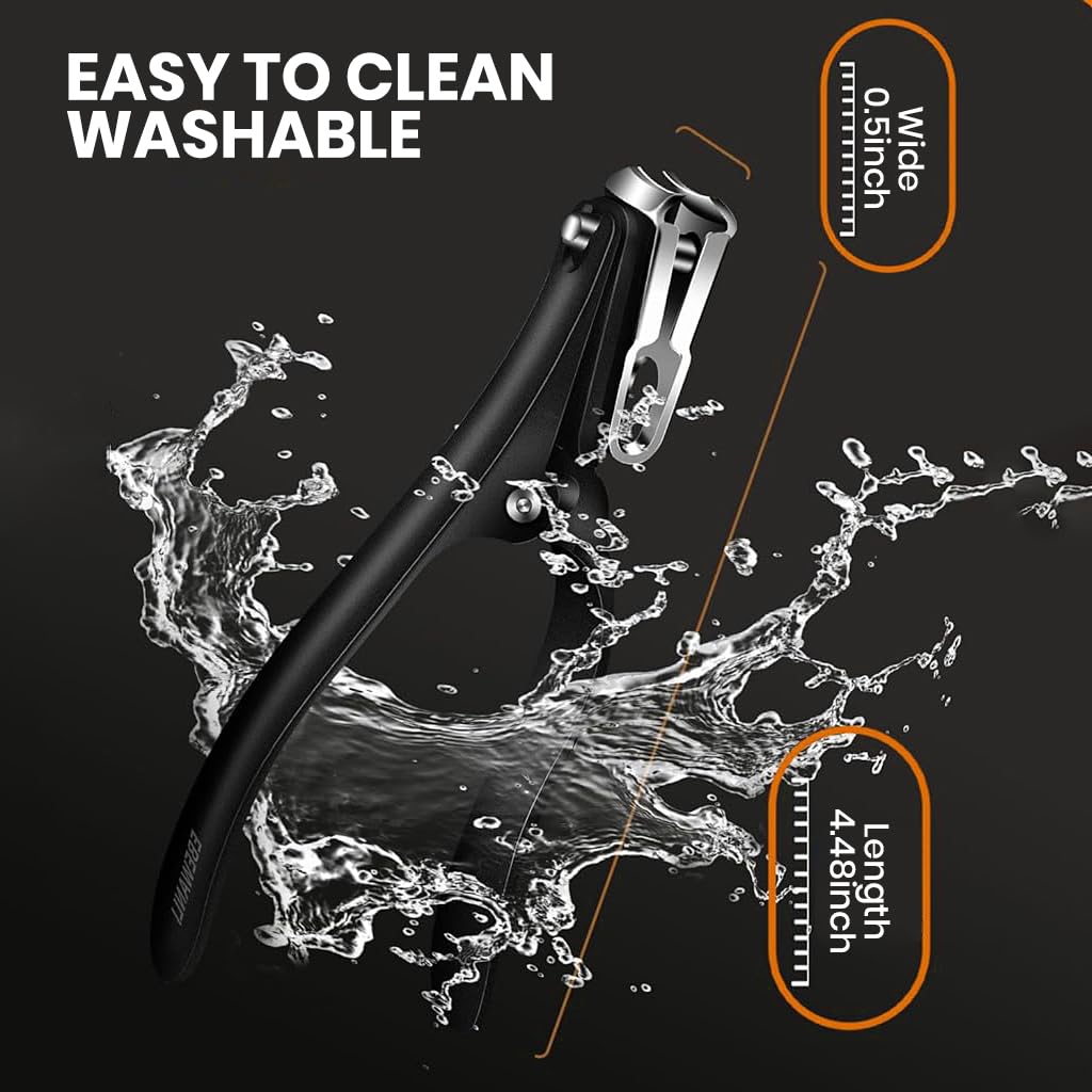MAYCREATE Nail Clipper for Thick Nails with 360° Flexible Cutter and 4.5 in Long Handle | Stainless Steel Anti-Splash Blade