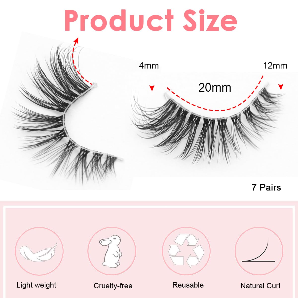 MAYCREATE False Eyelashes for Natural Cat Eye Look featuring 7 Pairs 3D Fluffy Wispy Strips