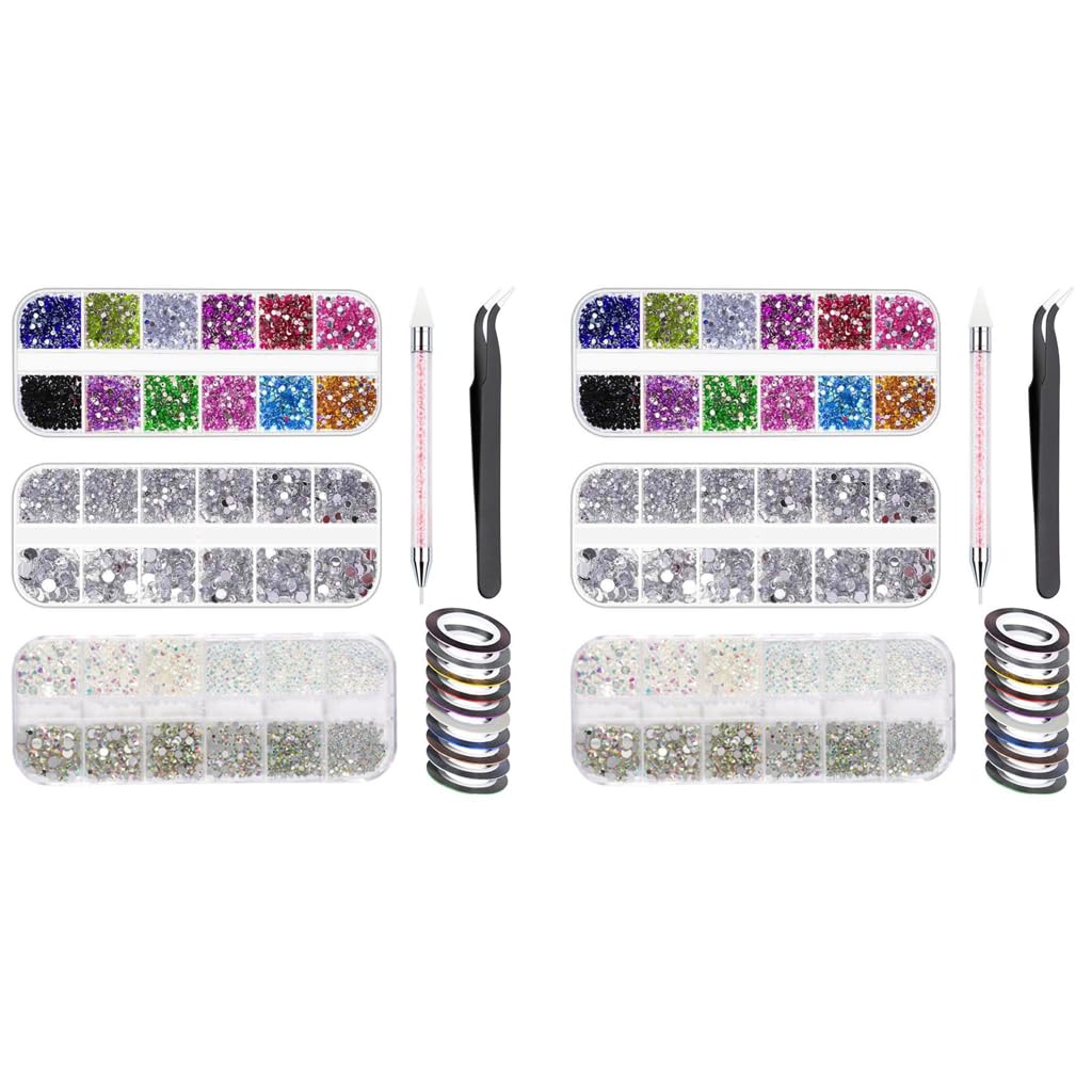 MAYCREATE Nail Art Kit for Girls with 2400 Colorful Rhinestones and Pickup Tools | DIY Manicure Decoration