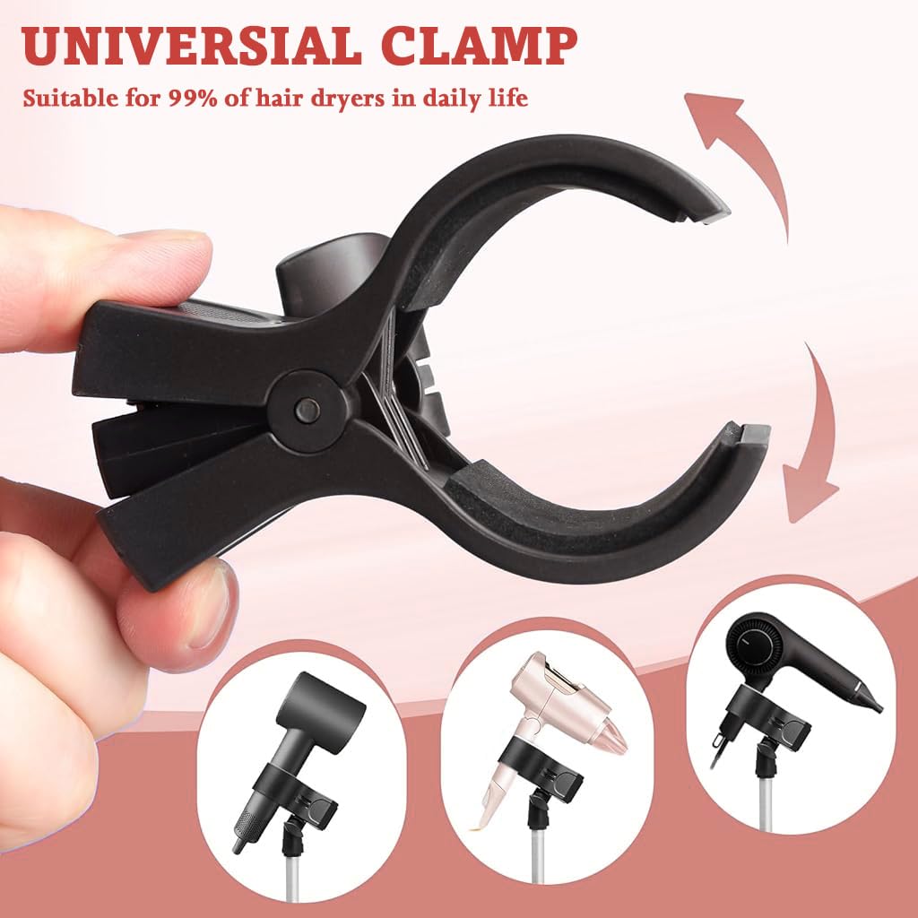 MAYCREATE Tripod Floor Holder for Hair Dryer with 75–105cm Adjustable Height and 180° Rotatable Clamp | Aluminum Alloy Hands Free Styling Stand