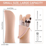 MAYCREATE® Makeup Brush Holder Travel Silicone Makeup Brush Pouch Small Stand-up Desk Makeup Brush Organizer, Cute Zipper Make up Brush Case - Khaki, 20x6cm