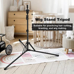 MAYCREATE Wig Stand Tripod for Hairdressing Training with 17–60 in Adjustable Height | Foldable Metal Mannequin Head Holder