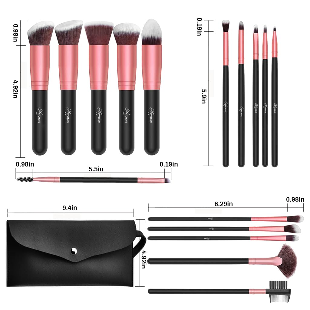 MAYCREATE® Makeup Brush Set Professional 22PCS with Storage Pouch Brush Sets in Makeup with Ultra Soft Bristles Premium Makeup Brushes Kit with 2 Makeup Sponges+2 Powder Puff +1 Brush Cleaner