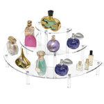 MAYCREATE Acrylic Display Stand for Collectible Figures featuring 3 Tier Semicircle Shelves | Clear Organizer for Desk and Makeup Storage
