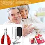 MAYCREATE Ingrown Toenail Correction Tool for Thick Nails with Curved Blade & Ergonomic Handle | Stainless Steel Clippers Set with 4 Nail Care Tools and Storage Case