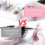 MAYCREATE Nail Drill Bits Organizer with 30 Holes and Dual Integrated Cleaning Brushes | Portable Storage Box for Professional Nail Care