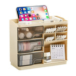MAYCREATE Desk Organizer for Makeup and Stationery featuring Triple Drawer System | 23.2x11x19.4 cm Multi‑Compartment Storage Box