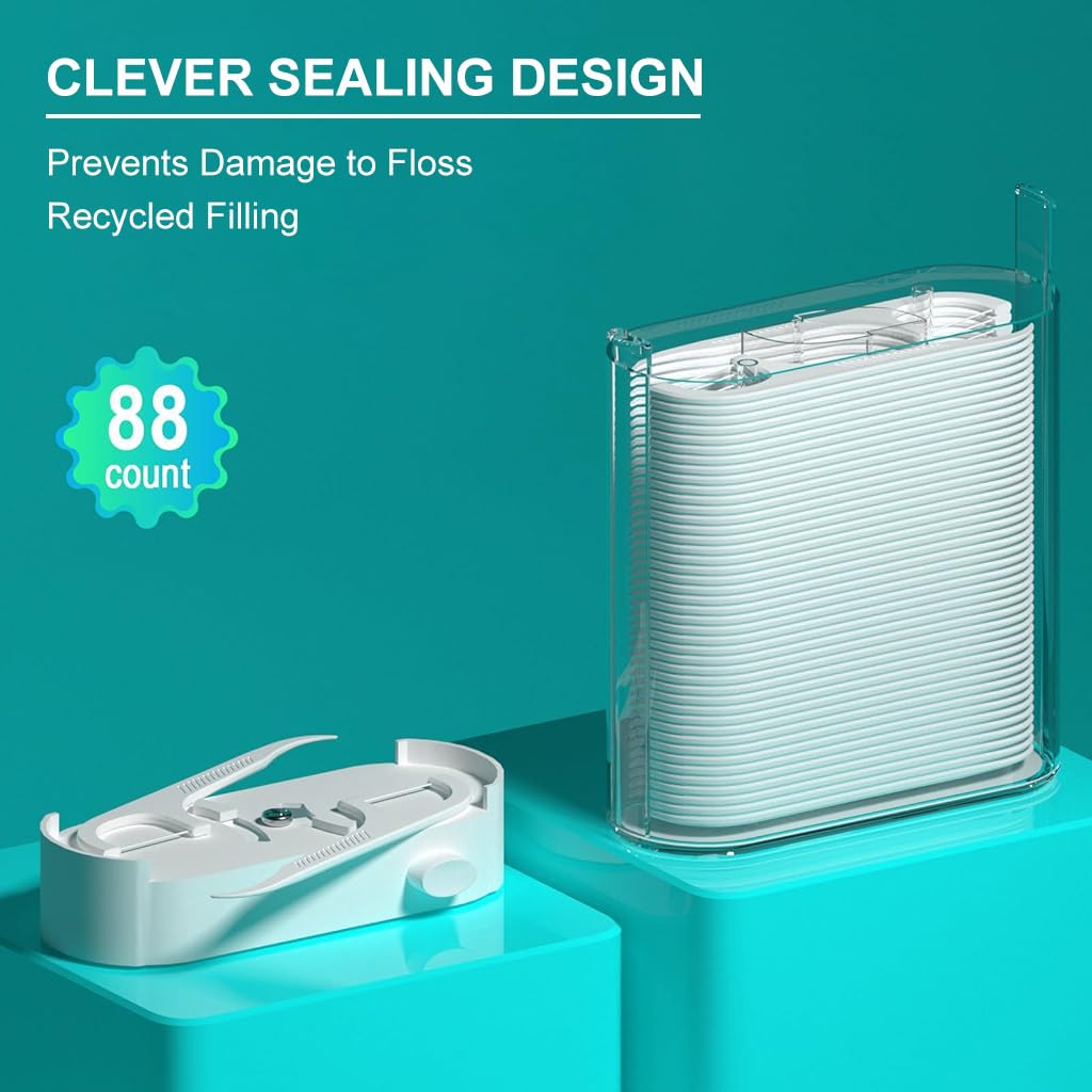 MAYCREATE Dental Floss Picks Dispenser with Automatic Pop Up Case 88 Count for Adults | Toothpick and Flosser Holder for Clean Teeth