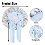 MAYCREATE Kids Silk Bonnet for Sleeping with Elastic Band and Floral Print | 2pcs Satin Hair Cap for Baby 2–8 Years