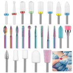MAYCREATE Nail Drill Bit Set for Acrylic Gel & Dip Nails featuring 24 pcs 3/32 inch Ceramic Diamond Carbide Bits | Professional Manicure Tools