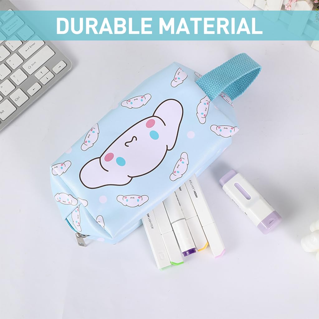 MAYCREATE® Small Makeup Pouch, Kawaii Makeup Bag, Cartoon Cosmetic Bags for Women Girls, PU Leather Cosmetic Pouch, Cute Cinnamoroll Travel Toiletry Bag Office School Stationeries Pouch with Handstrap