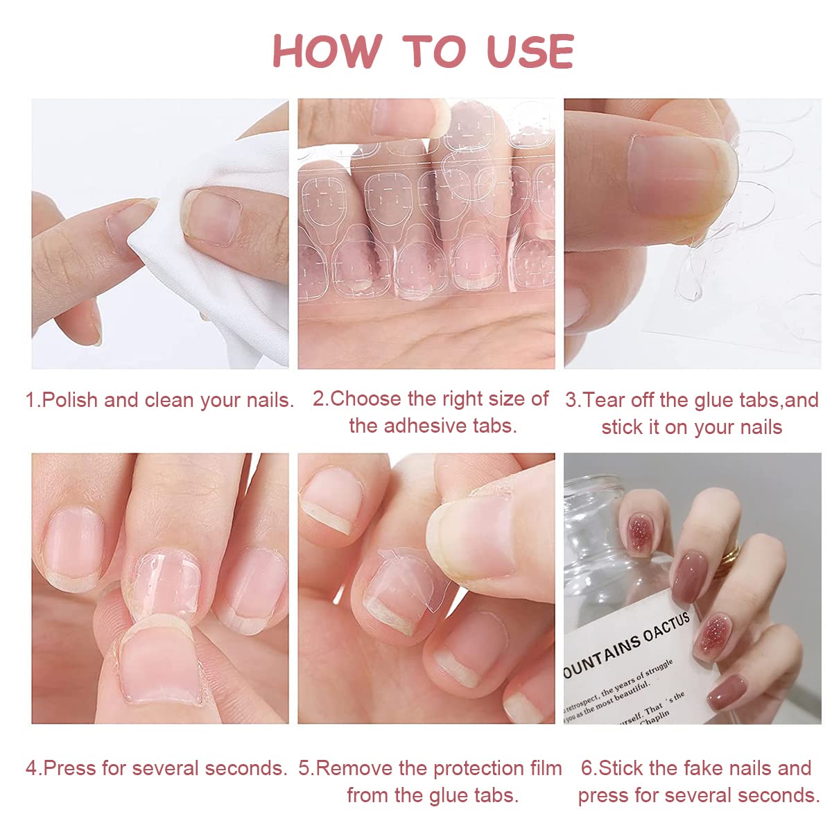 MAYCREATE French Fake Nails for DIY Nail Art with 24 pcs Full Cover ABS Design | Plum Pink Style