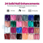 MAYCREATE® 24 Color Press on Nails Sets, False Nails Artificial Fake Nails Coffin Press on Nails Solid Color Glossy Fake Nails Full Cover False Nails Tips for Women Girls DIY Nail, Style A (No glue)