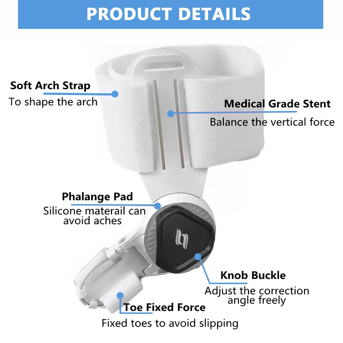 MAYCREATE Bunion Thumb Corrector for Left and Right Foot with Adjustable Rotating Knob | Toe Separator for Men and Women