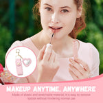 MAYCREATE Lipstick Holder Keychain for Travel with Heart Shape Mirror and Pink PU Case | Gift for Women