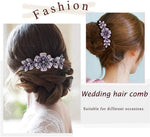 MAYCREATE Hair Clips for Women featuring 12 x 11 x 5cm Acrylic Flower Comb | Dark Purple Bridal Accessory