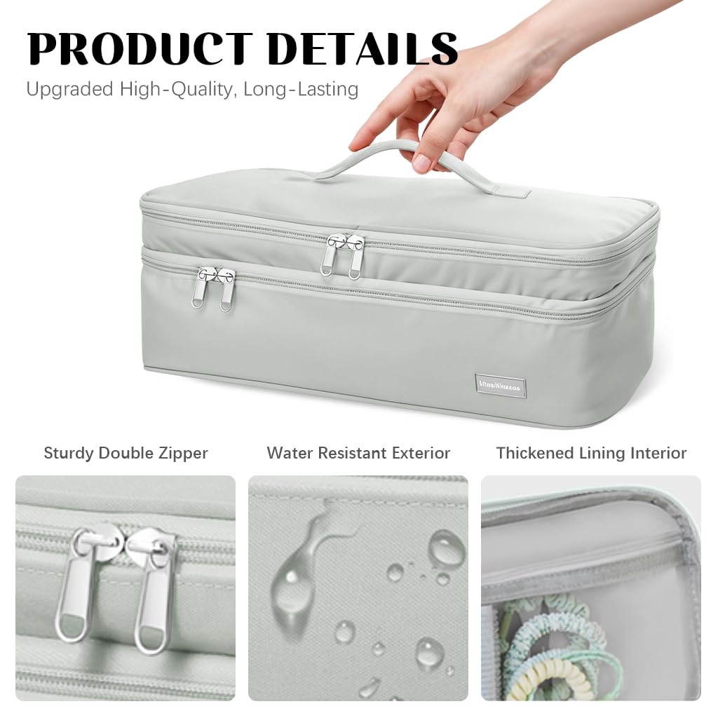 MAYCREATE Travel Carrying Case for Dyson Airwrap and Flexstyle with Double Layer 40x14x15cm Grey