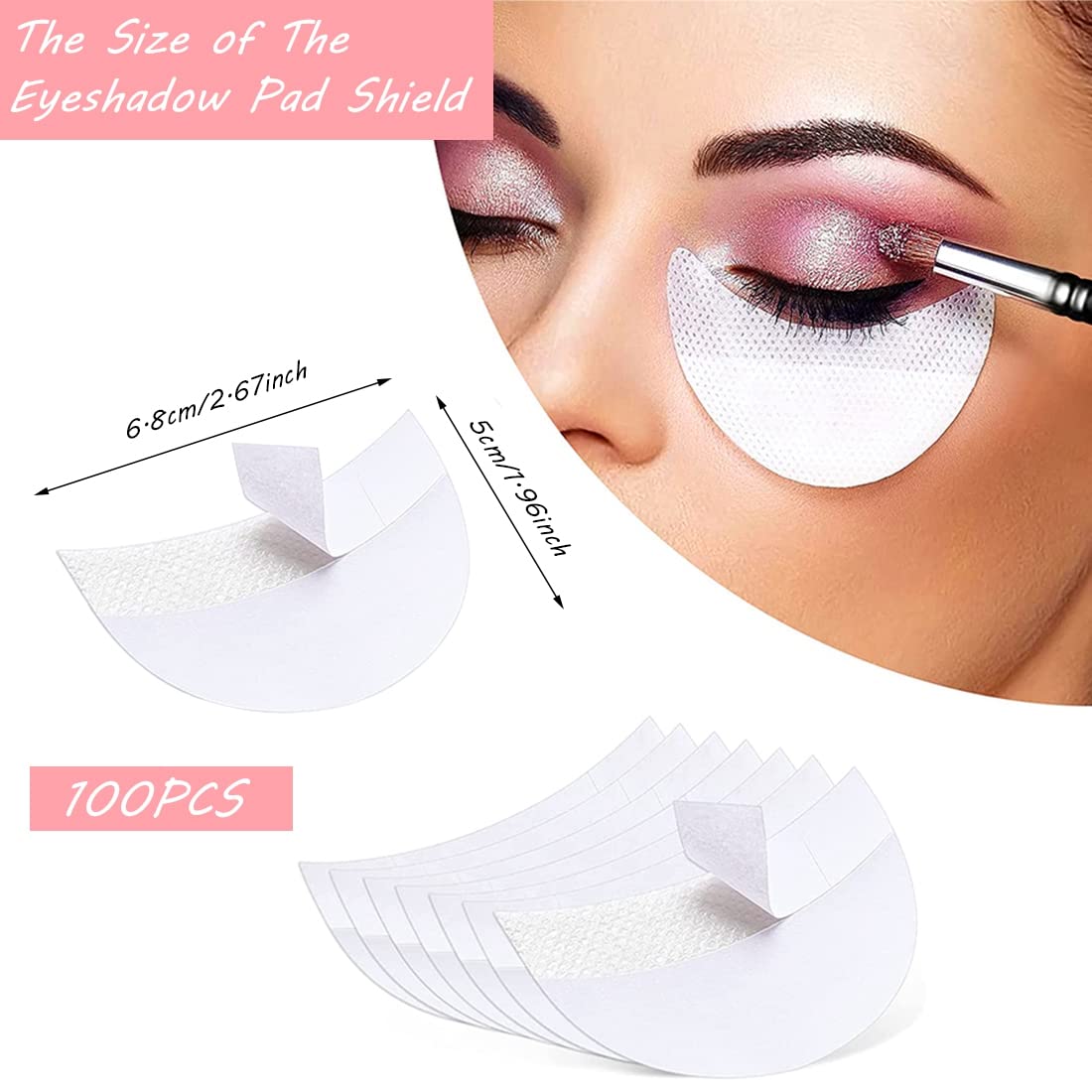 MAYCREATE Eyeshadow Shields for Under Eye Protection with Half Moon Shape 100 Pcs | Lint Free Pads for Makeup and Eyelash Extensions