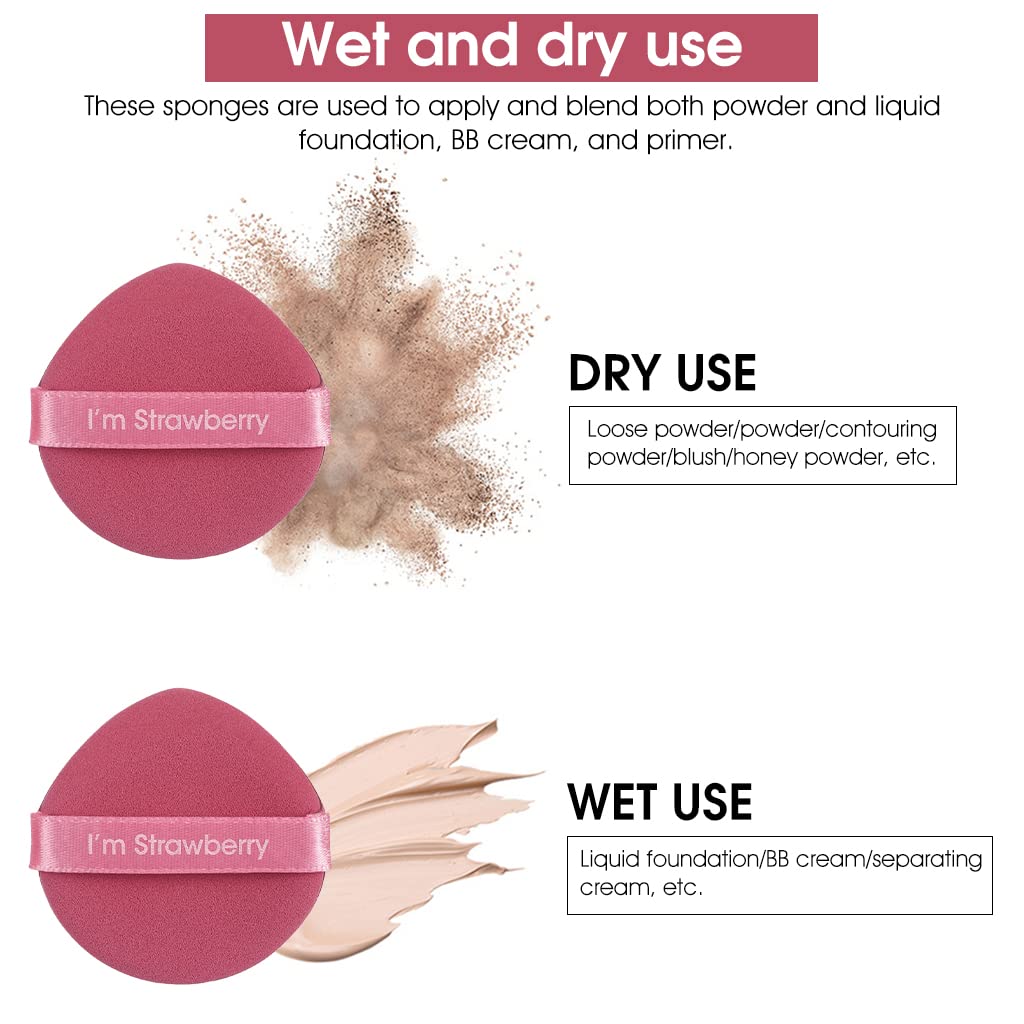 MAYCREATE Makeup Sponge Set for Foundation and Concealer featuring Wet & Dry Dual Use | 7pcs Non‑Latex Pink Blender Puffs