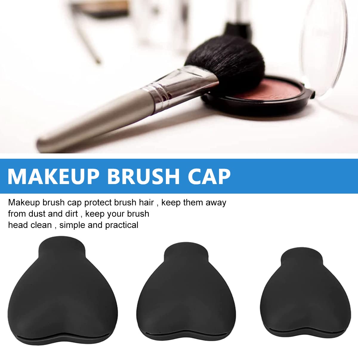 MAYCREATE Makeup Brush Cover Set 3 Sizes for Travel Use with Heart Shaped Silicone Design
