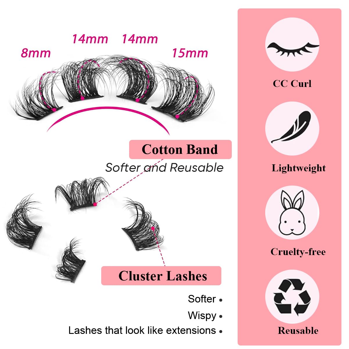 MAYCREATE Eyelash Extension Clusters for DIY Lash Styling with 80PCS 3D D Curl Fibers | Natural Fluffy Look