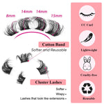 MAYCREATE® 80PCS Fluffy Cluster Lashes Natural Strips, Eyelash Extension DIY Lash Clusters Wispy Individual Lashes Eyelash Clusters D Curl Lash Extension Cluster Eyelashes, Style B