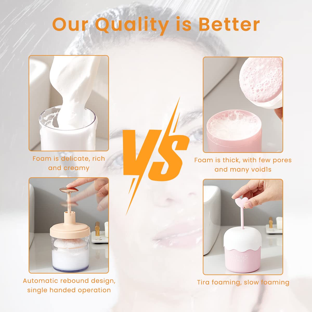 MAYCREATE Face Wash Foam Maker Bottle for Facial Cleansing featuring Honeycomb Panel and 8.2×18 cm PP ABS Design | Quick Rich Lather