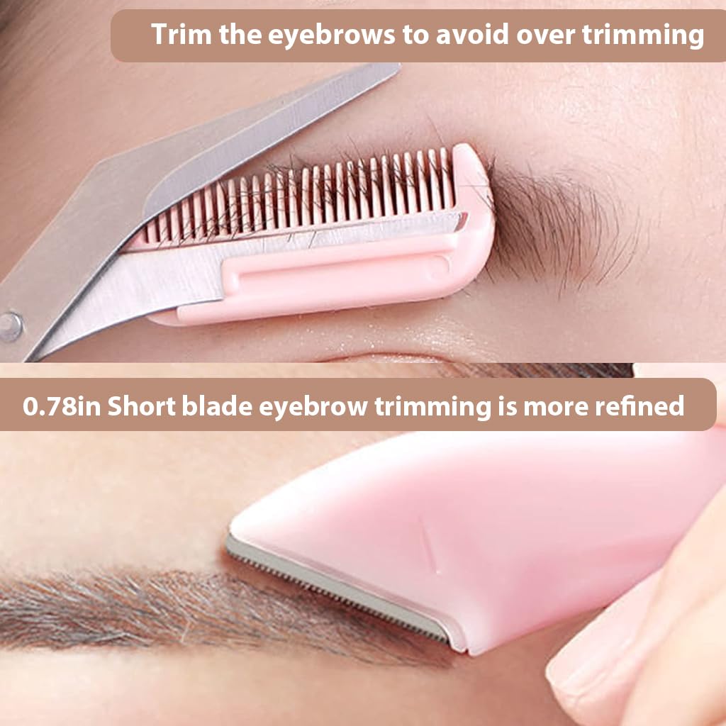 MAYCREATE Eyebrow Trimmer Kit Set of 6Pcs with Removable Mini Comb & Stainless Steel Tools for Men and Women | Featuring Ergonomic Handle Design
