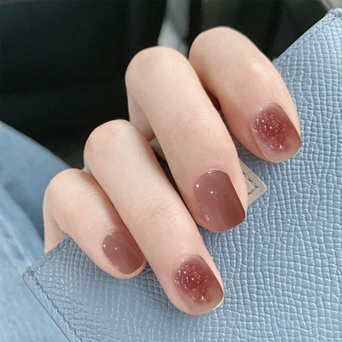 MAYCREATE French Fake Nails for DIY Nail Art with 24 pcs Full Cover ABS Design | Plum Pink Style