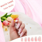 MAYCREATE Press On Nails for DIY Nail Art with Double Sided Adhesive Tabs | 24pcs Almond Shape