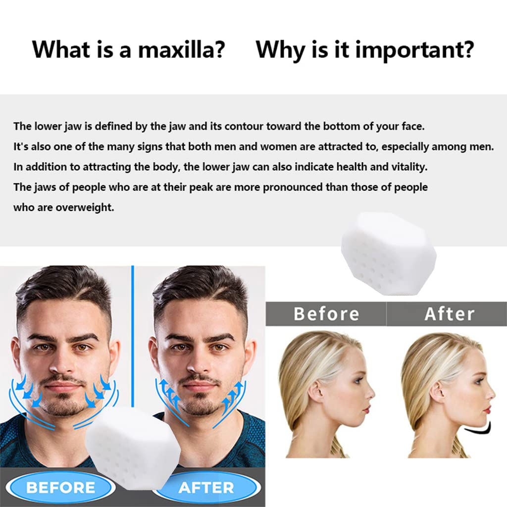 MAYCREATE® 2Pcs Jawline Exerciser for Men Women 50lbs Silicone Jawline Jaw Line Shaper Jaw Trainer Face Slimmer Neck Toning Tool for Beginner, Intermediate & Advance, Define Jawline (White)