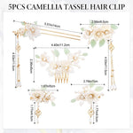 MAYCREATE Hair Accessories Set for Elegant Updos featuring 5 Camellia Pearl Pins | Alloy Design