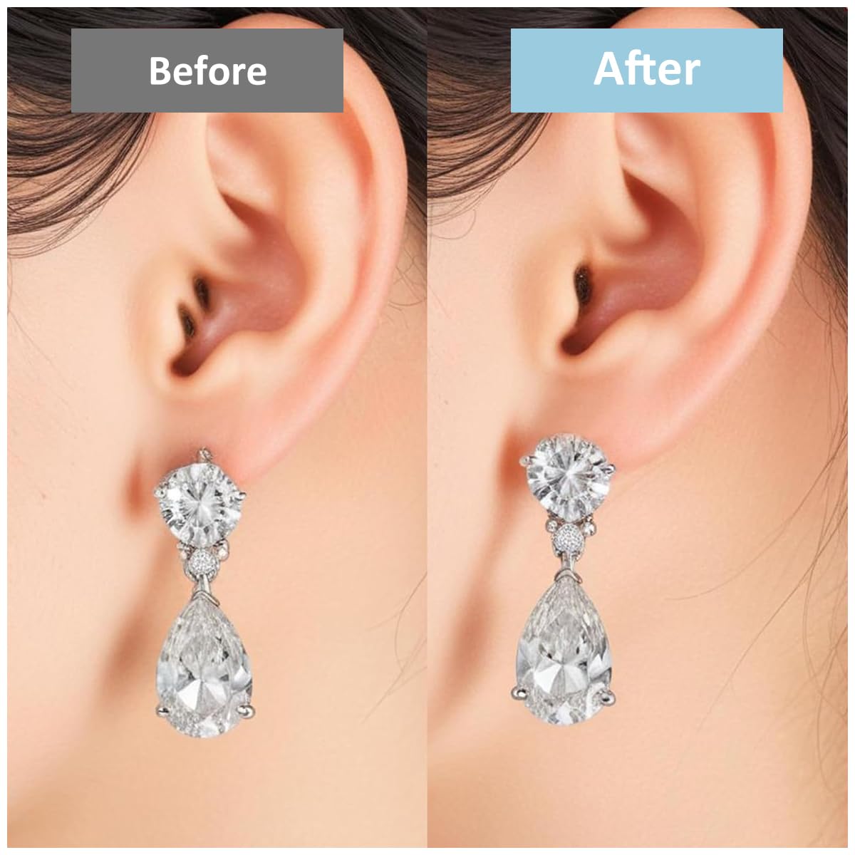 MAYCREATE Earring Backs for Droopy Ears 10Pcs featuring Heart Shaped Acrylic Charm | Rubber Grip for Women and Girls Earrings