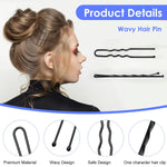 MAYCREATE Bobby Pins Set for Updos with U Pins and 100 Mini Rubber Ties | 600 pcs Black Accessories