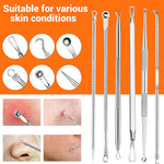 MAYCREATE® 9PCS Blackhead Remover Tools Stainless Steel Blackhead Pimple Blemish Extractor/Remover Tool with Tweezers, Professional Acne Remove Tools