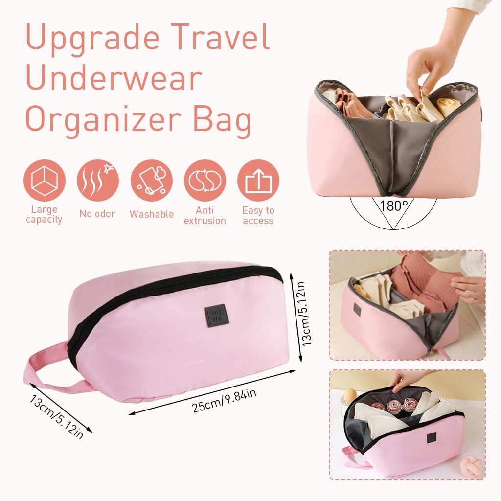 MAYCREATE Underwear Travel Bag for Luggage with Zippered Privacy Design and Handle | 21x13x24 cm Waterproof PU Organizer